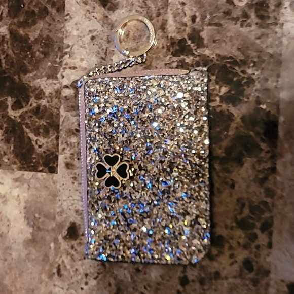 KATE SPADE ♠️  SPARKLE GLITTER CARD HOLDER WALLET KEYCHAIN - Picture 2 of 6